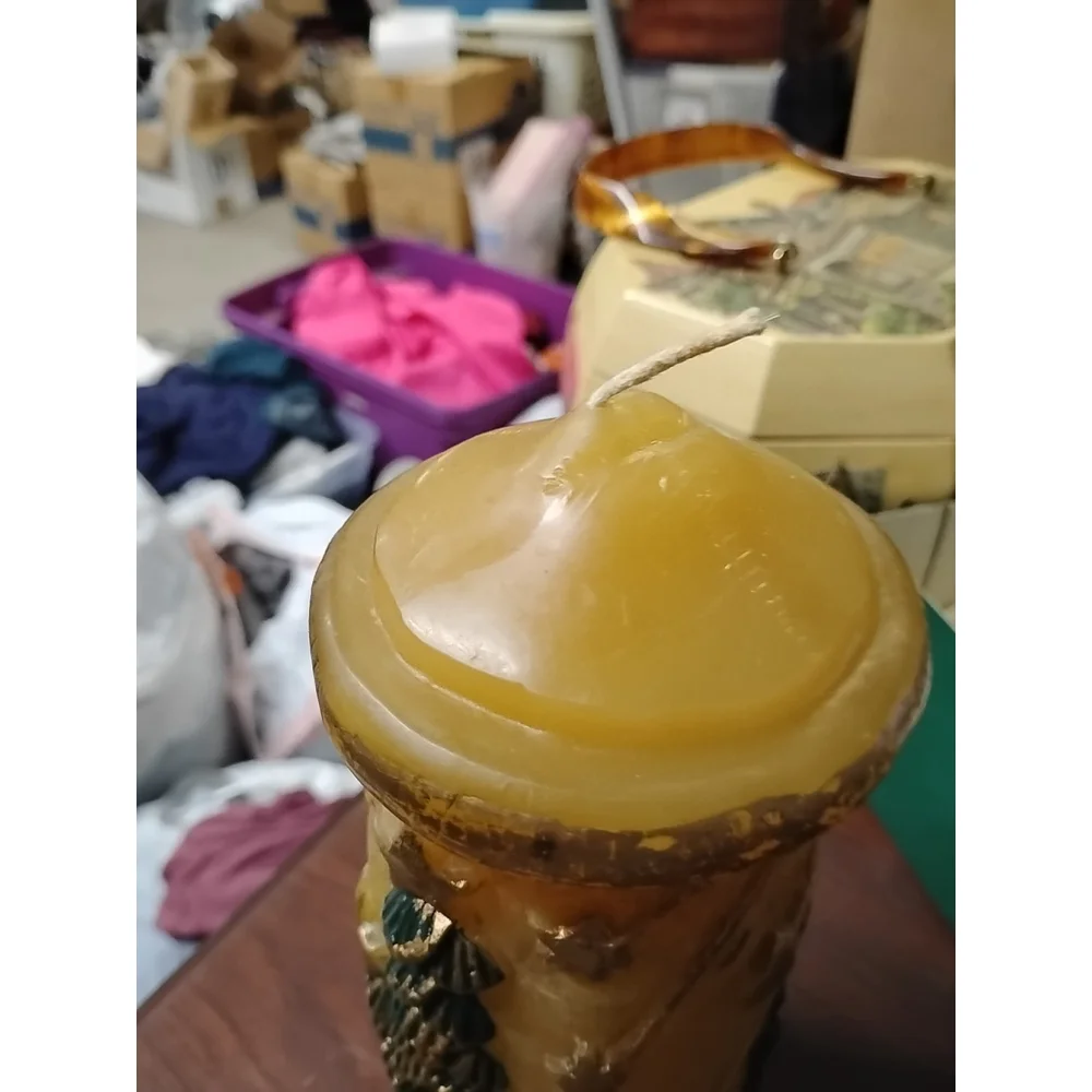 Vintage 3D‎ Hand Painted Luminaire Collection Silent Night? (9”) Pillar Candle
